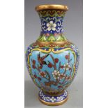 Chinese cloisonné enamel vase decorated with butterflies and flowers, 13cm tall