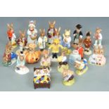 Twenty Royal Doulton Bunnykins figures including William, Halloween, Tom, Brownie, Billie and Buntie