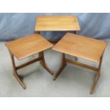 G Plan style retro / mid century modern teak nest of three tables, W56 x D44.5 x H50cm