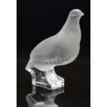 Lalique frosted and clear glass grouse model 11610 signed Lalique France and with original labels to