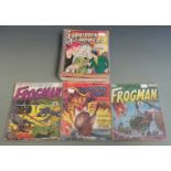 Thirteen various British comic books including Foursome Comic, Frogman, Forbidden Worlds, Mystic,