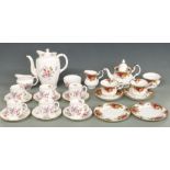 Royal Crown Derby teaware decorated in the Posies pattern and Royal Albert Old Country Roses tea for