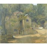 Dorothy Lake Gregory (American, 1893-1970) pastel mill building in woodland setting, 40 x 46cm