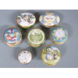Seven Halcyon Days enamel boxes including Bermuda Heritage Series, Christmas 1995, Mother's Day 1982