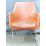 Retro faux leather armchair with chrome base