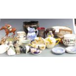 Ceramics and collectables including Crown Ducal Art Deco tea ware, studio pottery, Russian bear,