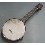 Keech ukulele banjo, c1930s, in original case, reg no 4021x