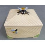 Crown Devon Honeycomb box/ honey pot with bee final, W13 x D13 x H11cm