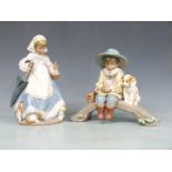 Lladro boy and girl figures, tallest 28cm