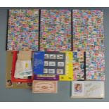 Collection of stamp albums and loose stamps and a vintage cigarette box for Perfectos No 2