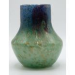 Monart, Vasart or similar glass vase with aventurine decoration over blue and green ground, 18cm