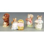Eight Beswick Beatrix Potter figures with BP2 gold oval backstamps including Old Mr Brown, Pigling