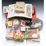 Quantity of postcards, collector's and cigarette cards, glamour playing cards and puzzle, Barbara