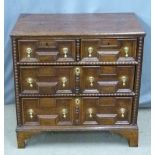 18th/19thC oak bachelor's chest of two over two graduated drawers with moulded and panelled