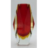 Murano Sommerso faceted glass vase, 16cm tall.