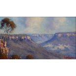 Werner Filipich oil or acrylic on board, Australian landscape Megalong Valley, Katoomba, signed