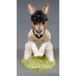 Four boxed Royal Doulton Bunnykins cricketing figures, Batsman, Out for a Duck, Bowler and Wicket