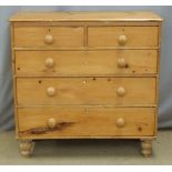 Victorian pine chest of two over three graduated drawers, W100 x D44 x H98cm