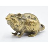 Japanese cast brass model of a mouse/ rat, threaded hole to base, likely early 20thC, H3cm