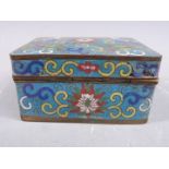 A 19thC Chinese cloisonné lidded box on blue ground, W8.5 x D6.5 x H4cm