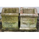 Two reconstituted stone planters, W29 x H30cm