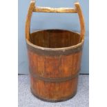 Vintage coopered bucket, diameter 34 x H56cm