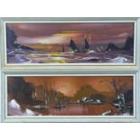 Pair of George R Deakins (1911-1982) acrylic on board maritime scenes, both signed and dated 72,
