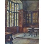 C A Channer watercolour interior of Cheltenham Ladies College, signed lower right, 18 x 16cm