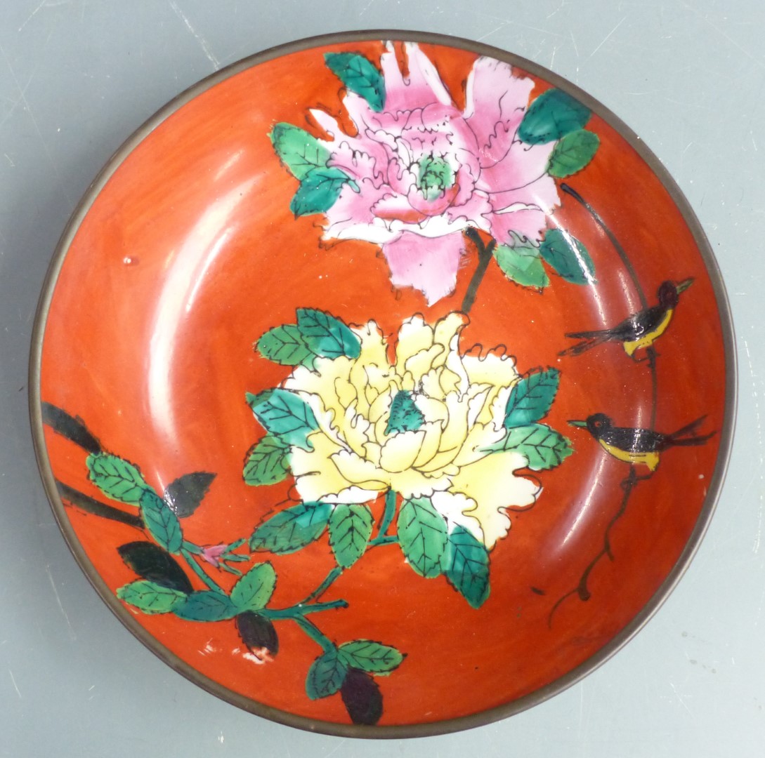 Russian enamelled porcelain dish with metal surround, four teapots including Copeland and Art Deco - Image 5 of 6