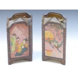 A pair of Huntley & Palmers biscuit tins, each in the form of a folding Japanese screen stamped '