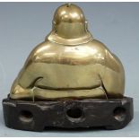 Chinese brass Buddha on stand, H15cm
