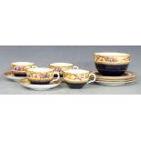 Royal Worcester Painted Fruit cups, saucers, underplates and bowl, various signatures including