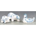David Sharpe for Rye pottery badger, duck and pig money box, largest L36cm