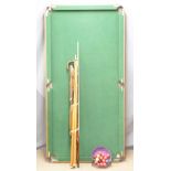 Snooker table top billiard /snooker table with balls and a variety of cues, 184 x 92cm