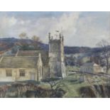 Donald H Edwards (British, 20thC) two watercolours of Cotswold church and village scenes, largest 32