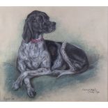 Marjorie Cox (1915-2003) pastel portrait of a Pointer dog 'Annabel', signed, titled and dated