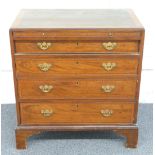 19thC inlaid and crossbanded mahogany bachelor's chest of four straight graduated drawers and