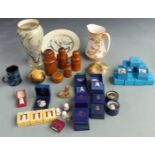Port Isaac, Ewenny, Crown Devon and Boscastle pottery items including a matching vase and plate