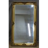 Bevelled glass gilt framed mirror, 77 x 140cm