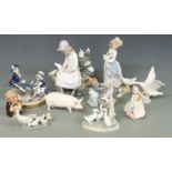 Lladro, Nao, Royal Doulton, Beswick and other ceramic figures, tallest 23cm