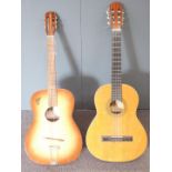Fiesta Spanish acoustic guitar fitted with six nylon strings, together with a 1963 Eko guitar