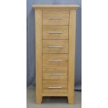 Contemporary light oak chest of six straight drawers, W52 x D36 x H116cm