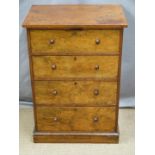 Victorian mahogany and walnut small chest of four drawers, W53.5 x D30.5 x H76cm