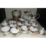 Royal Albert Old Country Roses teaware including two teapots, spare teapot lid, large cake plate