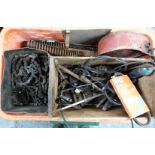 Motorbike parts including oil tank, chain and cables