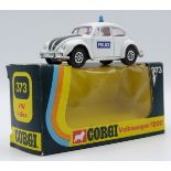 Corgi Toys diecast model VW Police Volkswagen 1200 with white and black body, red interior and