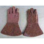 Pair of leather and sheepskin vintage driving gloves, c1920's