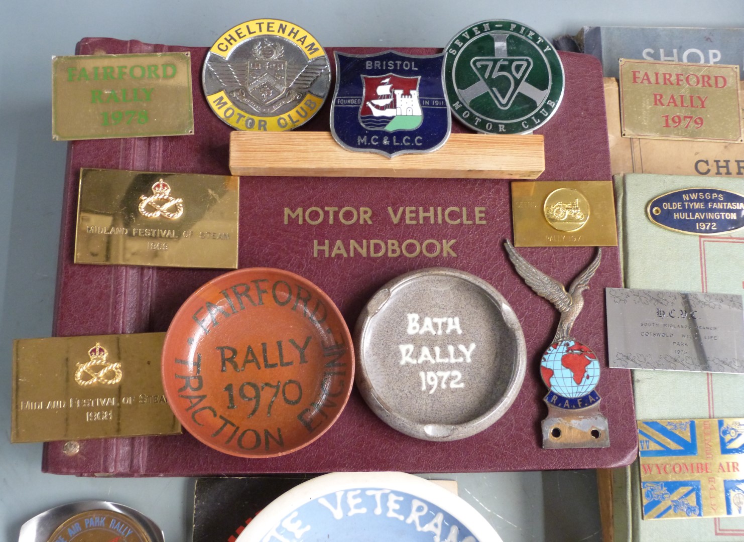 Motoring collectables including Cheltenham, Bristol, 750, RAF and RAC car badges, Castrol marshal' - Image 2 of 5