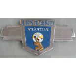Leyland Atlantean chrome and enamel bus badge, width 38cm