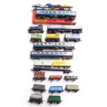 Eighteen Hornby and similar 00 gauge model railway locomotives, coaches, wagons and tankers, one